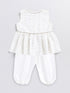 Girl's' White Chanderi Ethnic Combo Set